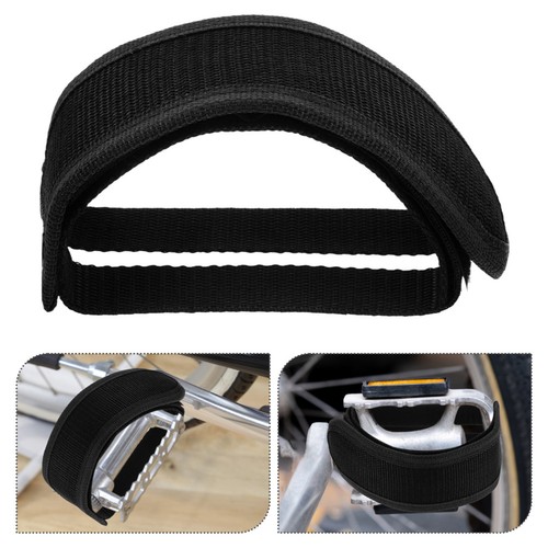 Black bike pedal straps 4pcs - black,